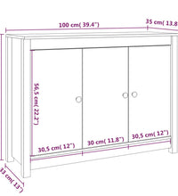 Sideboard Weiß 100x35x74 cm Massivholz Kiefer