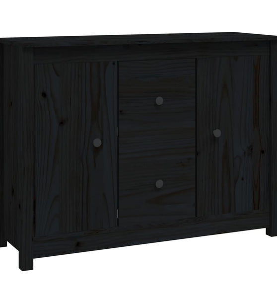 Sideboard Schwarz 100x35x74 cm Massivholz Kiefer