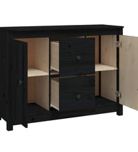 Sideboard Schwarz 100x35x74 cm Massivholz Kiefer