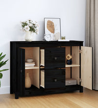Sideboard Schwarz 100x35x74 cm Massivholz Kiefer