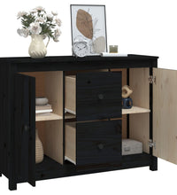 Sideboard Schwarz 100x35x74 cm Massivholz Kiefer