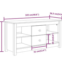 TV-Schrank Weiß 103x36,5x52 cm Massivholz Kiefer