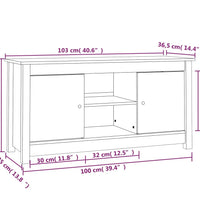 TV-Schrank Weiß 103x36,5x52 cm Massivholz Kiefer