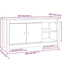 TV-Schrank Weiß 103x36,5x52 cm Massivholz Kiefer