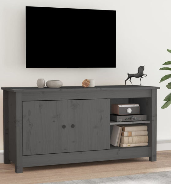 TV-Schrank Grau 103x36,5x52 cm Massivholz Kiefer