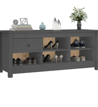Schuhschrank Grau 110x38x45,5 cm Massivholz Kiefer