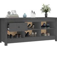 Schuhschrank Grau 110x38x45,5 cm Massivholz Kiefer