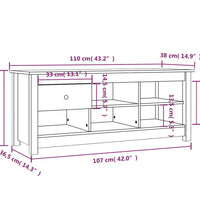 Schuhschrank Grau 110x38x45,5 cm Massivholz Kiefer