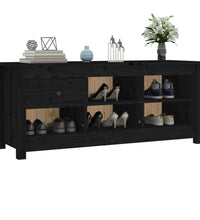 Schuhschrank Schwarz 110x38x45,5 cm Massivholz Kiefer