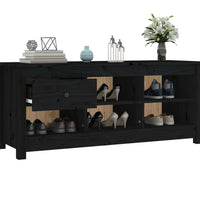Schuhschrank Schwarz 110x38x45,5 cm Massivholz Kiefer