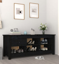 Schuhschrank Schwarz 110x38x45,5 cm Massivholz Kiefer