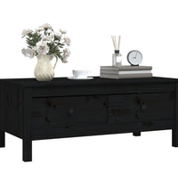 Couchtisch Schwarz 100x50x40 cm Massivholz Kiefer