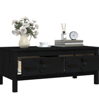 Couchtisch Schwarz 100x50x40 cm Massivholz Kiefer