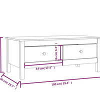 Couchtisch Schwarz 100x50x40 cm Massivholz Kiefer