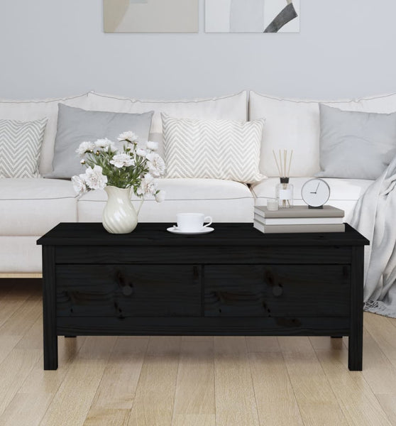 Couchtisch Schwarz 100x50x40 cm Massivholz Kiefer