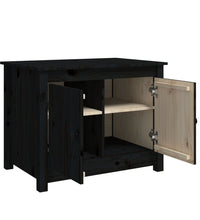 Couchtisch Schwarz 71x49x55 cm Massivholz Kiefer
