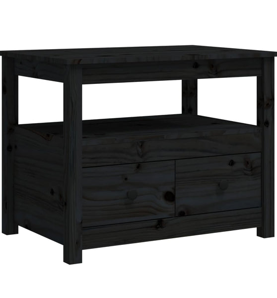 Couchtisch Schwarz 71x49x55 cm Massivholz Kiefer