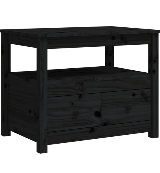 Couchtisch Schwarz 71x49x55 cm Massivholz Kiefer