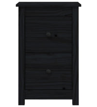 Nachttisch Schwarz 40x35x61,5 cm Massivholz Kiefer