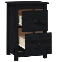 Nachttische 2 Stk. Schwarz 40x35x61,5 cm Massivholz Kiefer