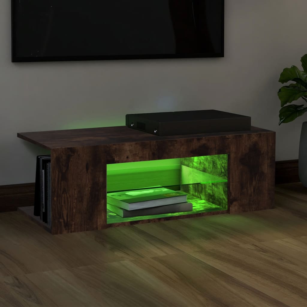 TV-Schrank mit LED-Leuchten Räuchereiche 90x39x30 cm