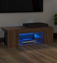 TV-Schrank mit LED-Leuchten Braun Eichen-Optik 90x39x30 cm