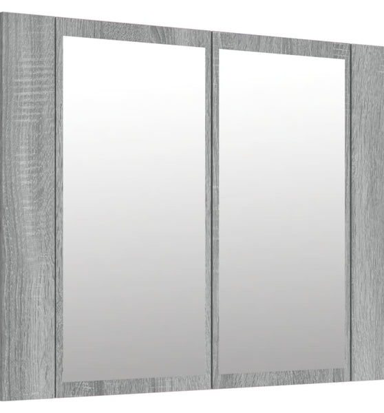 LED-Spiegelschrank Grau Sonoma 60x12x45 cm Holzwerkstoff