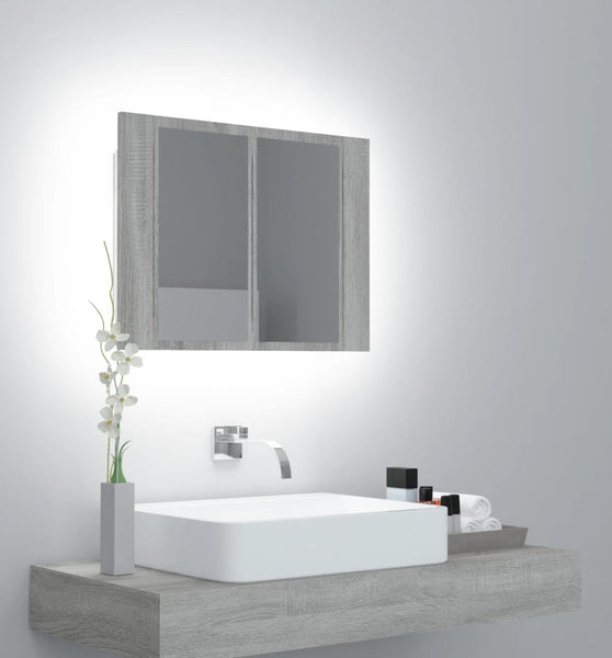 LED-Spiegelschrank Grau Sonoma 60x12x45 cm Holzwerkstoff