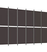 6-tlg. Paravent Braun 300x200 cm Stoff