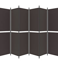 6-tlg. Paravent Braun 300x200 cm Stoff