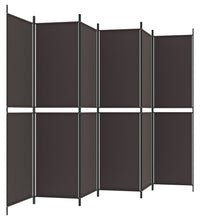6-tlg. Paravent Braun 300x200 cm Stoff