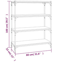 Bücherregal Grau Sonoma 80x33x100 cm Holzwerkstoff und Stahl