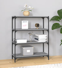 Bücherregal Grau Sonoma 80x33x100 cm Holzwerkstoff und Stahl