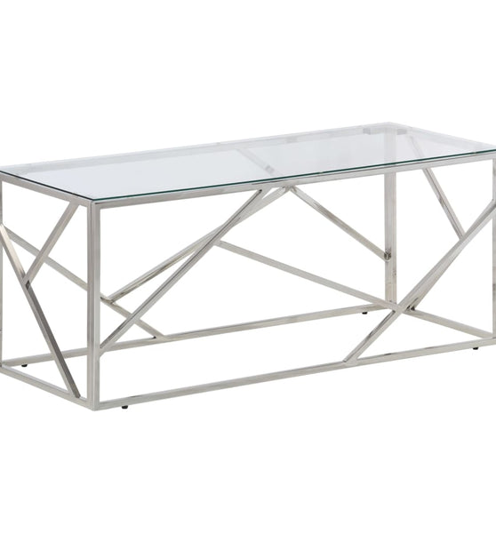 Couchtisch Silbern Edelstahl und Hartglas