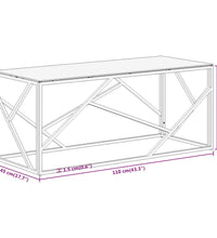 Couchtisch Silbern Edelstahl und Hartglas