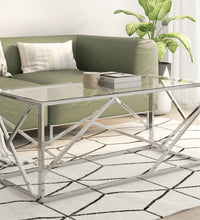 Couchtisch Silbern Edelstahl und Hartglas