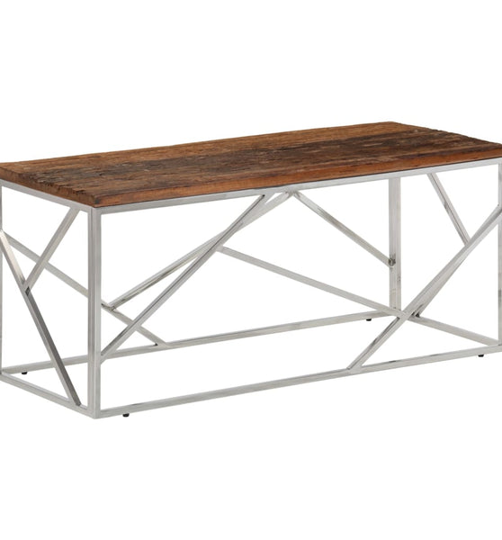 Couchtisch Silbern Edelstahl und Massivholz