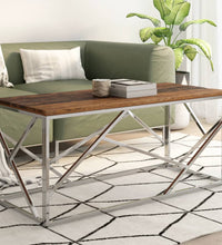 Couchtisch Silbern Edelstahl und Massivholz