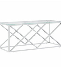Couchtisch 110x45x45 cm Edelstahl und Glas