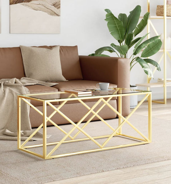 Couchtisch 110x45x45 cm Edelstahl und Glas