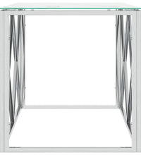 Couchtisch 110x45x45 cm Edelstahl und Glas