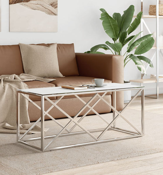 Couchtisch 110x45x45 cm Edelstahl und Glas
