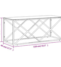 Couchtisch 110x45x45 cm Edelstahl und Glas