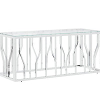 Couchtisch 110x45x45 cm Edelstahl und Glas