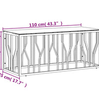 Couchtisch 110x45x45 cm Edelstahl und Glas