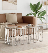 Couchtisch 110x45x45 cm Edelstahl und Glas