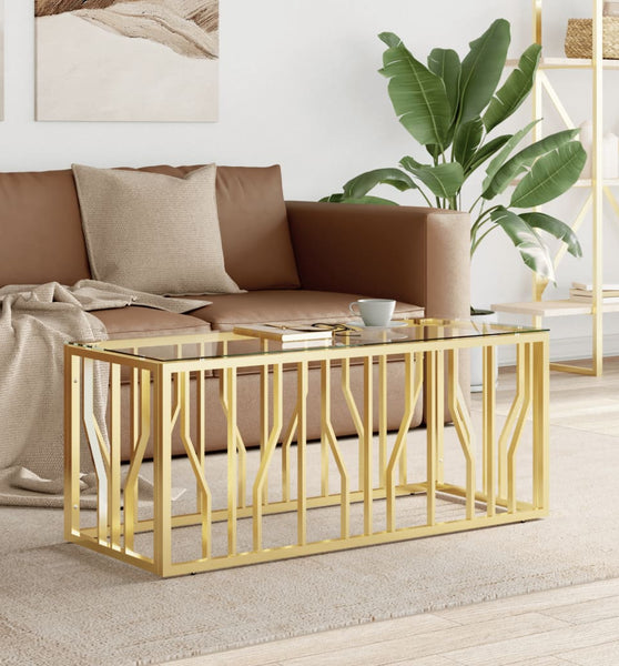 Couchtisch 110x45x45 cm Edelstahl und Glas