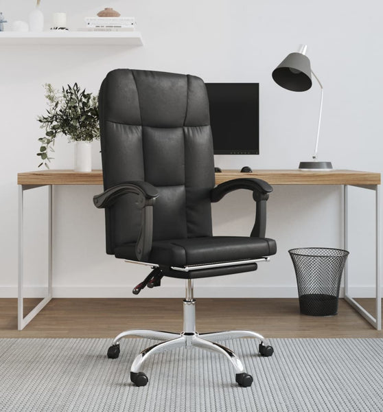 Bürostuhl mit Liegefunktion Schwarz Kunstleder