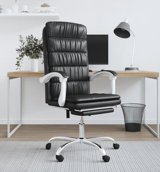 Bürostuhl mit Liegefunktion Schwarz Kunstleder