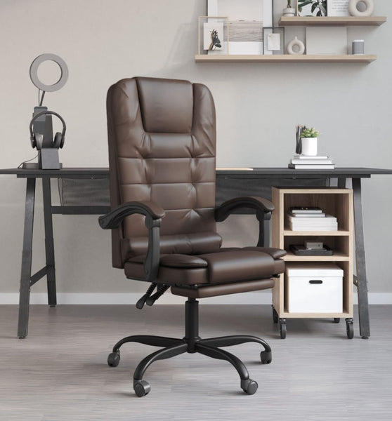 Bürostuhl mit Massagefunktion Braun Kunstleder